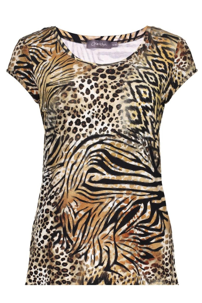KATE T SHIRT MET RONDE HALS EN PRINT 52446 60 000775 BROWN/BLACK
